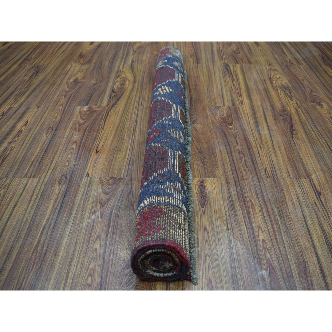 3'8" x 5'9" New Hand Knotted Blue Wool Rectangle Oriental Rug - MOA10253306