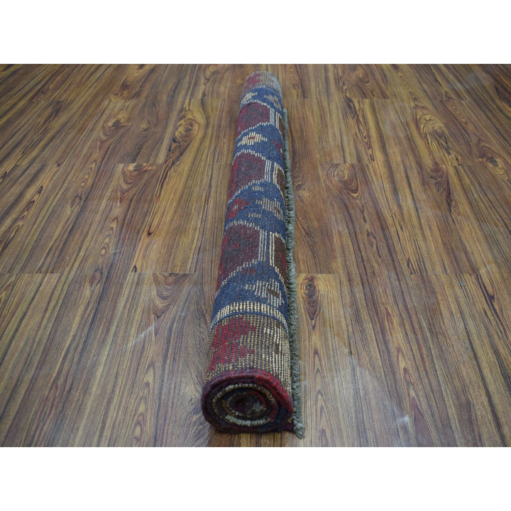 3'8" x 5'9" New Hand Knotted Blue Wool Rectangle Oriental Rug - MOA10253306