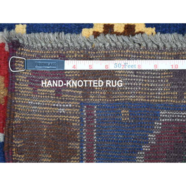 3'8" x 5'9" New Hand Knotted Blue Wool Rectangle Oriental Rug - MOA10253306