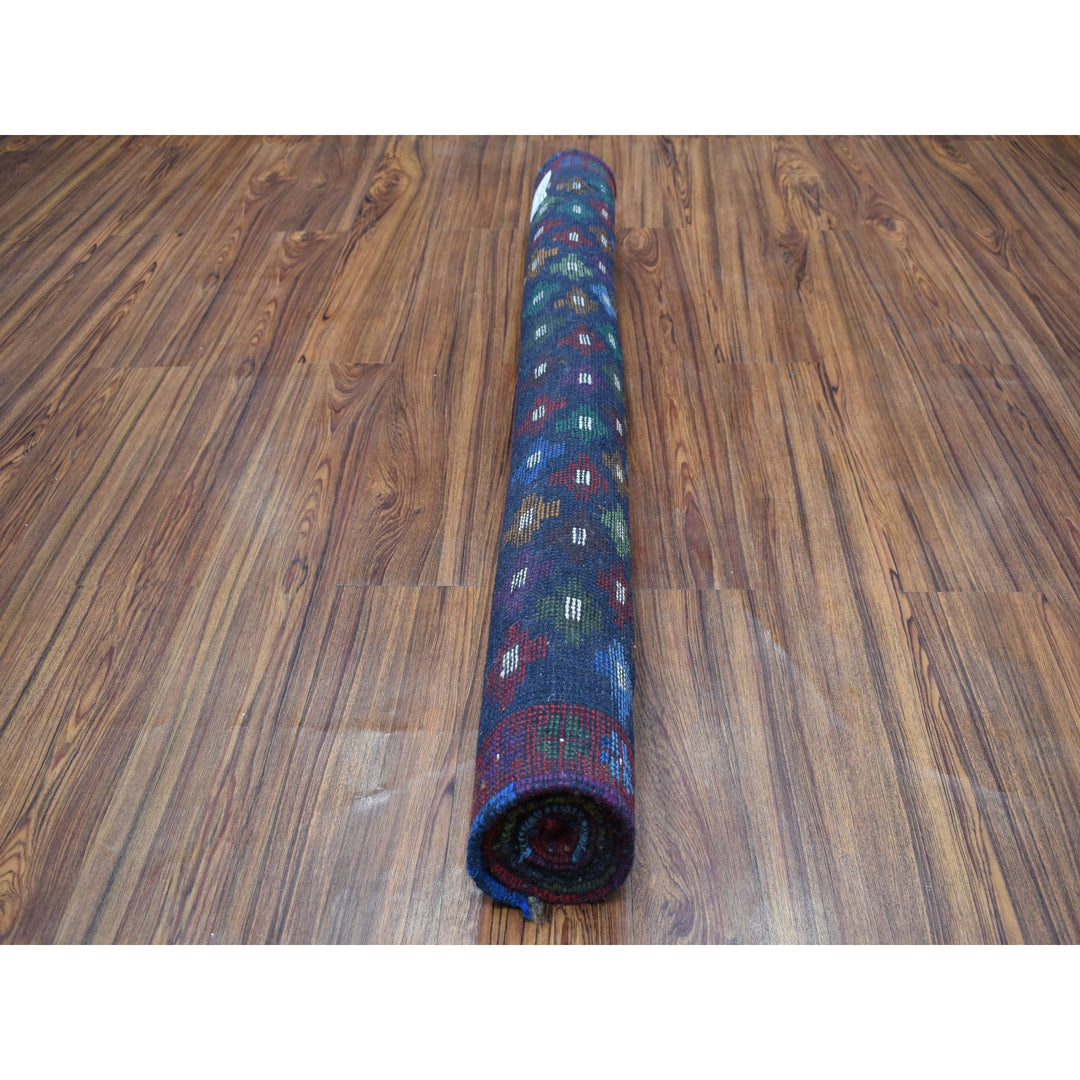 4'1" x 6'0" New Hand Knotted Blue Wool Rectangle Oriental Rug - MOA10253311