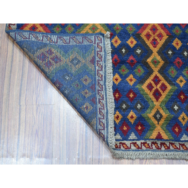 4'1" x 5'8" New Hand Knotted Blue Wool Rectangle Oriental Rug - MOA10253316