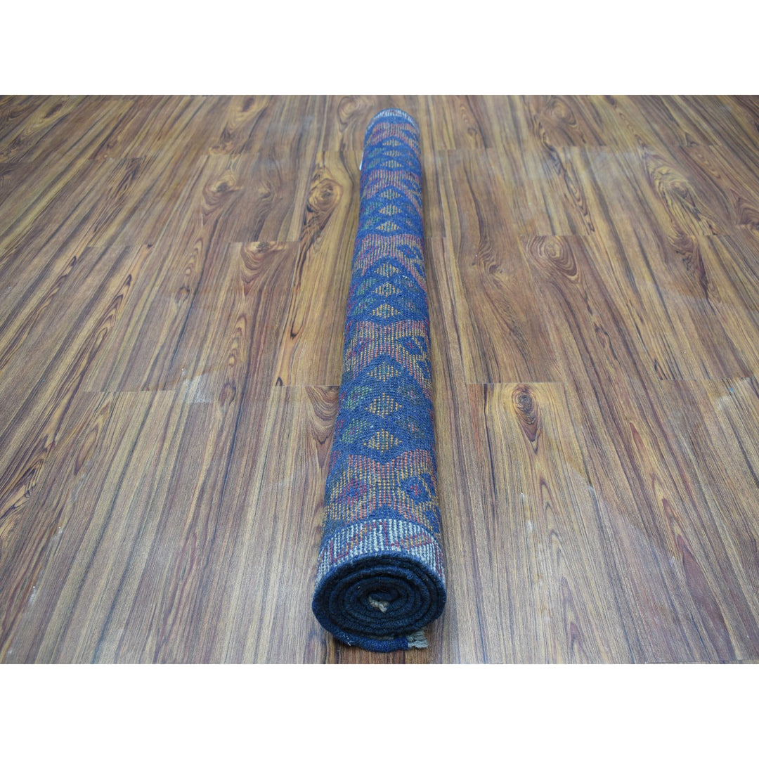 4'1" x 5'8" New Hand Knotted Blue Wool Rectangle Oriental Rug - MOA10253316