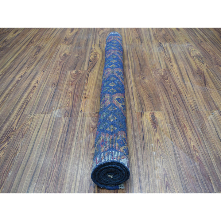 4'1" x 5'8" New Hand Knotted Blue Wool Rectangle Oriental Rug - MOA10253316