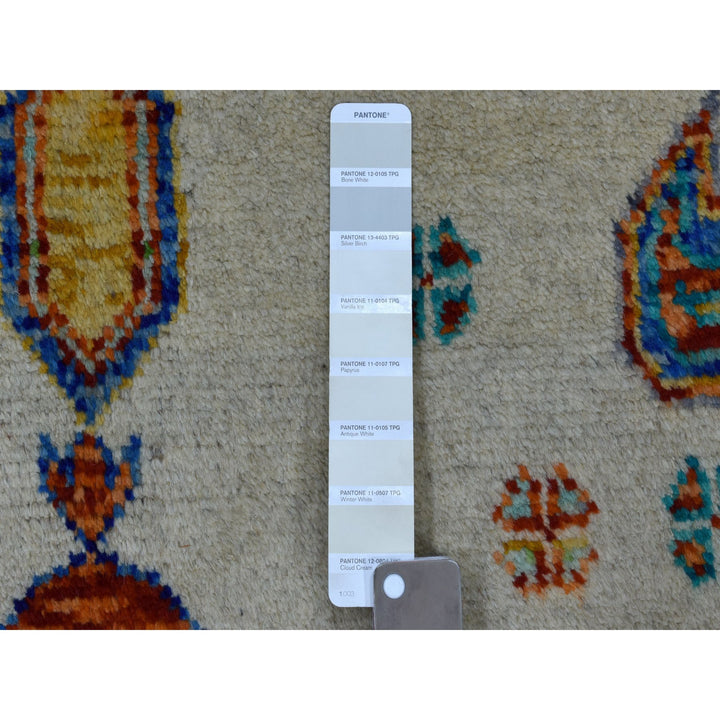 5'0" x 6'7" New Hand Knotted Ivory Wool Rectangle Oriental Rug - MOA10253337