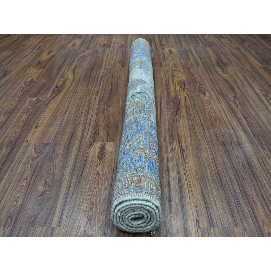 5'0" x 6'7" New Hand Knotted Ivory Wool Rectangle Oriental Rug - MOA10253337