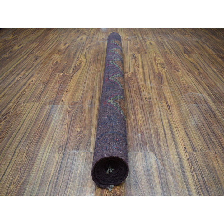 5'10" x 7'8" New Hand Knotted Purple Wool Rectangle Oriental Rug - MOA10253343