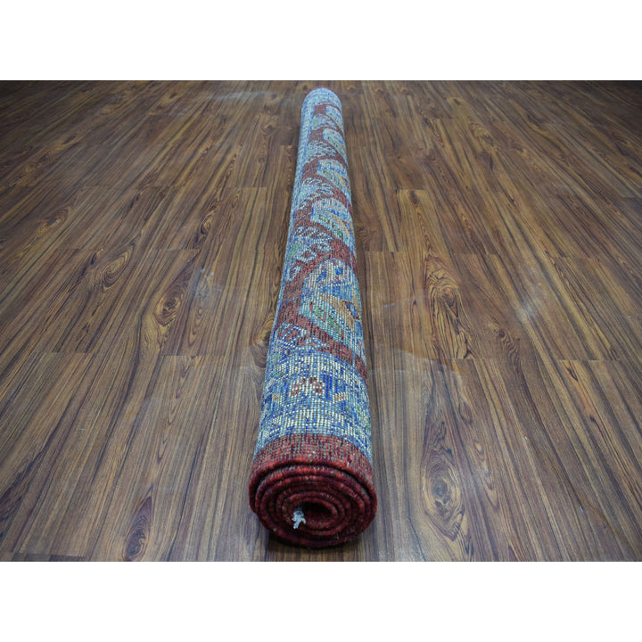 6'9" x 8'7" New Hand Knotted Red Wool Rectangle Oriental Rug - MOA10253348