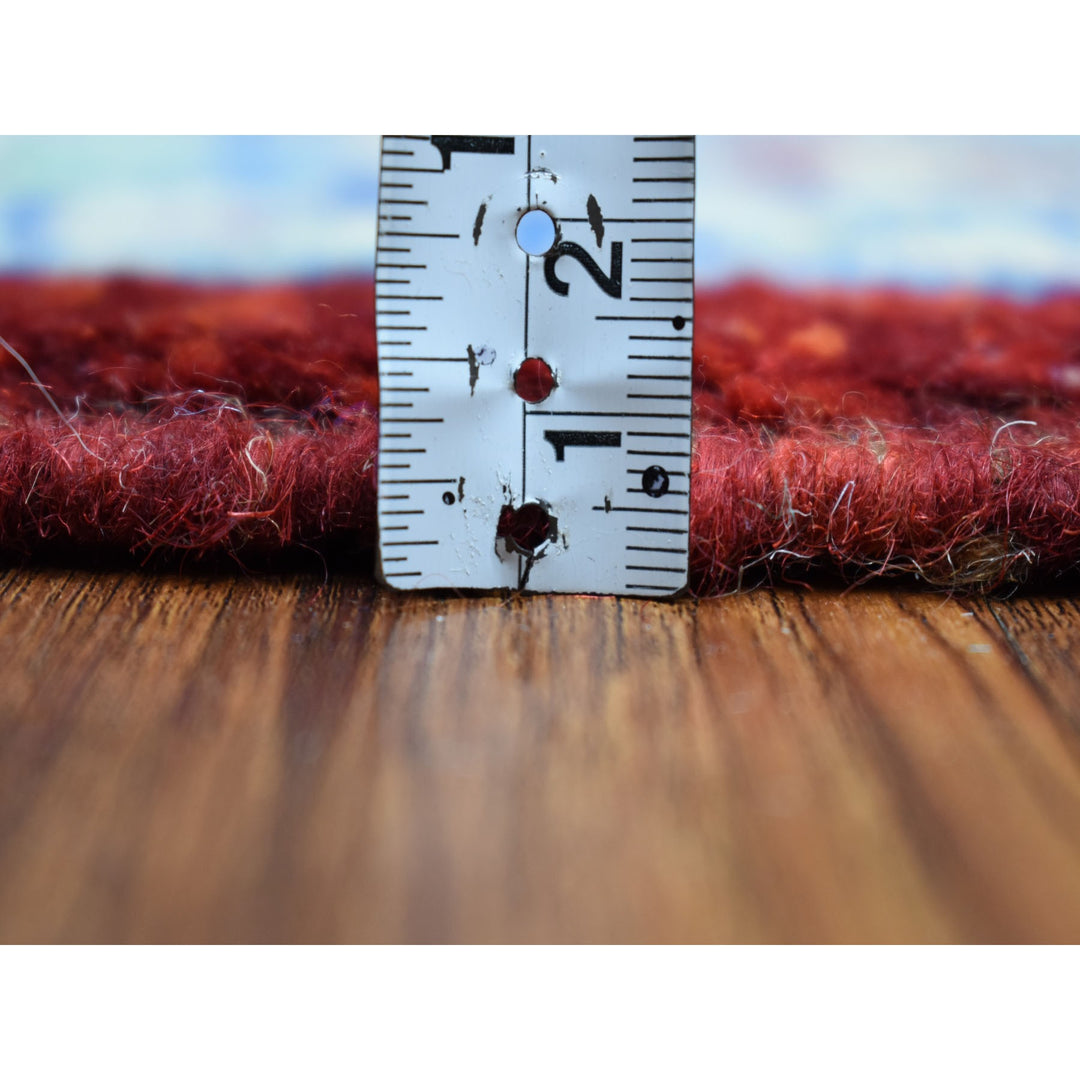 6'9" x 8'7" New Hand Knotted Red Wool Rectangle Oriental Rug - MOA10253348