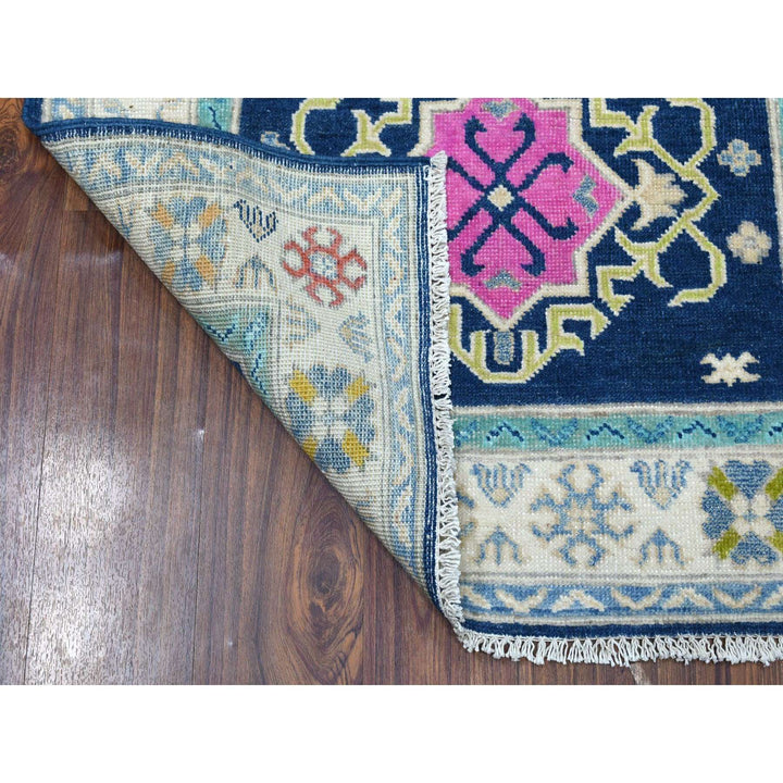 3'1" x 5'0" New Hand Knotted Blue Wool Rectangle Oriental Rug - MOA10253539