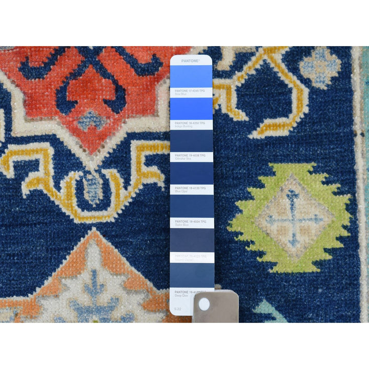 3'1" x 5'0" New Hand Knotted Blue Wool Rectangle Oriental Rug - MOA10253539