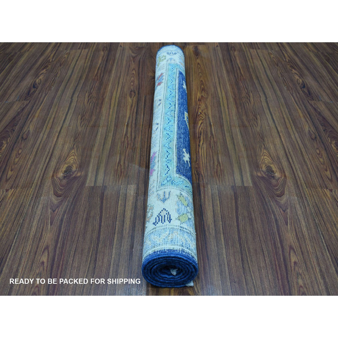 3'1" x 5'0" New Hand Knotted Blue Wool Rectangle Oriental Rug - MOA10253539