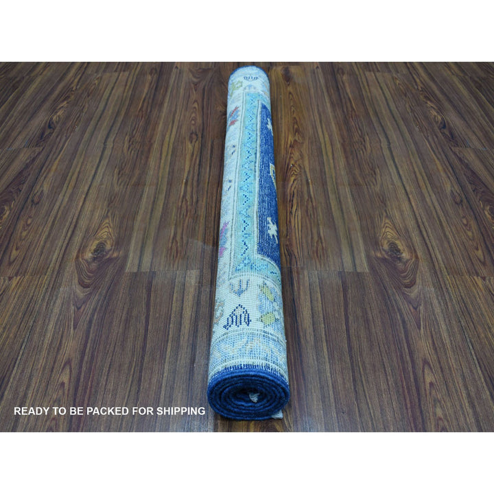 3'1" x 5'0" New Hand Knotted Blue Wool Rectangle Oriental Rug - MOA10253539
