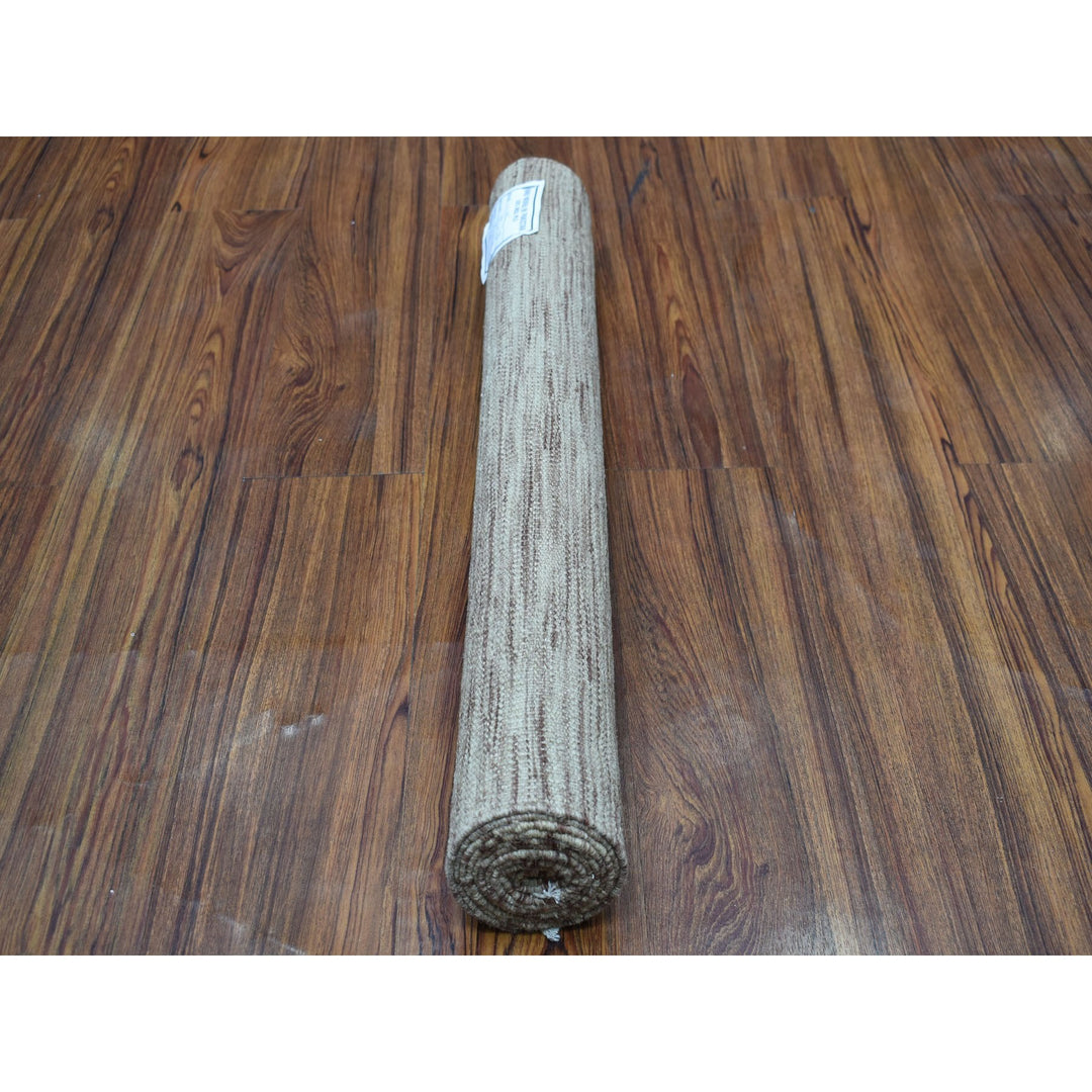 2'6" x 6'5" New Hand Woven Brown Wool Runner Oriental Rug - MOA10253866