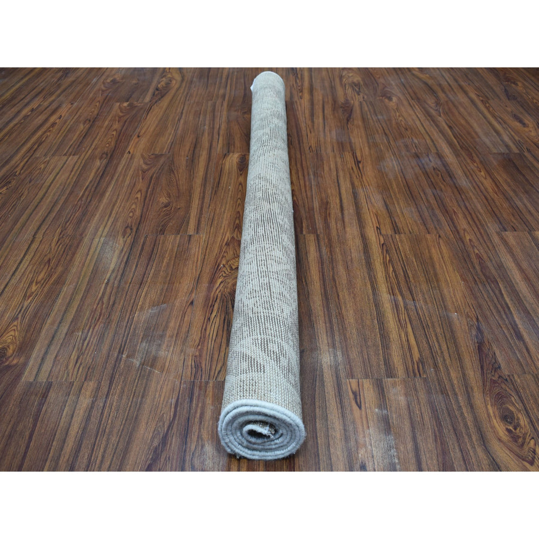 4'10" x 7'3" New Hand Knotted Brown Worn Wool Rectangle Oriental Rug - MOA10254029