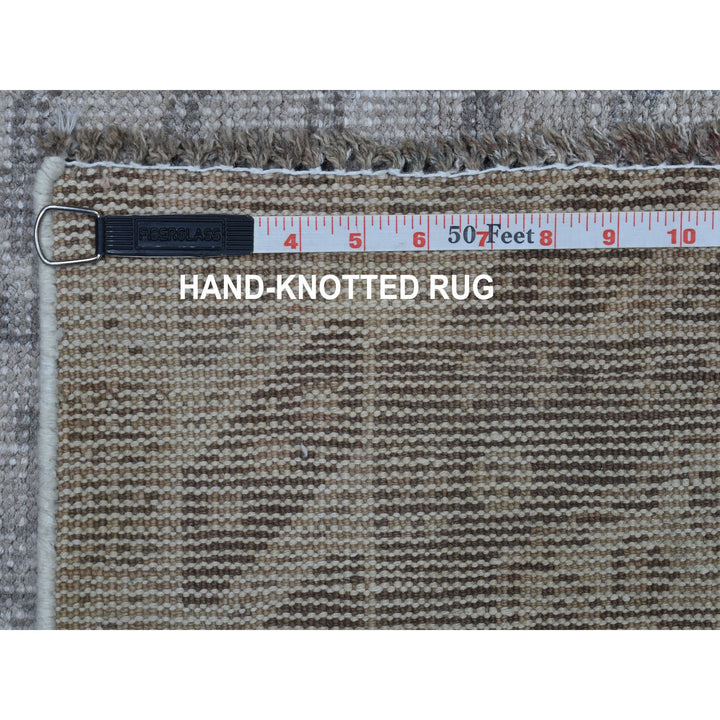 4'10" x 7'3" New Hand Knotted Brown Worn Wool Rectangle Oriental Rug - MOA10254029