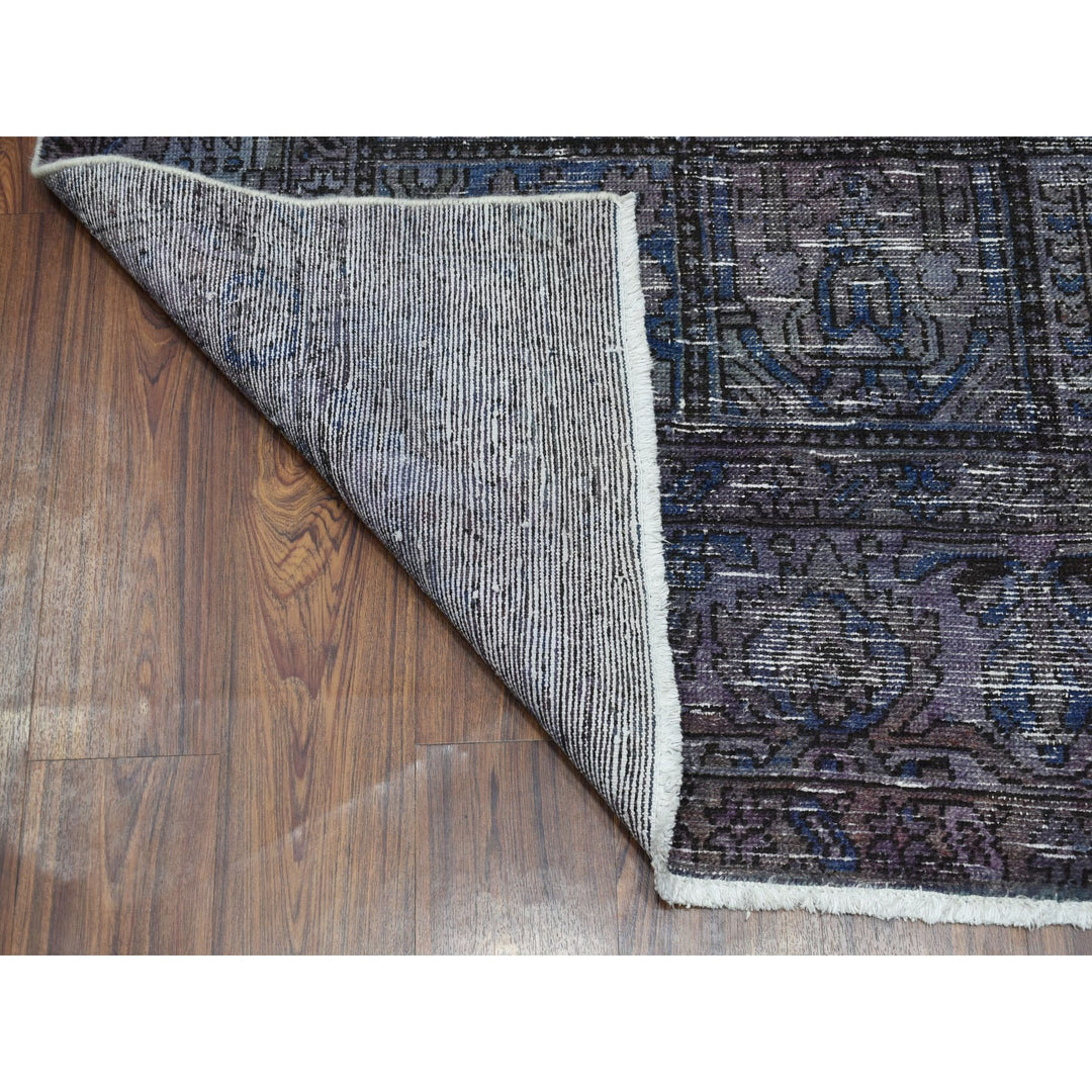 6'9" x 9'3" New Hand Knotted Grey Worn Wool Rectangle Oriental Rug - MOA10254032
