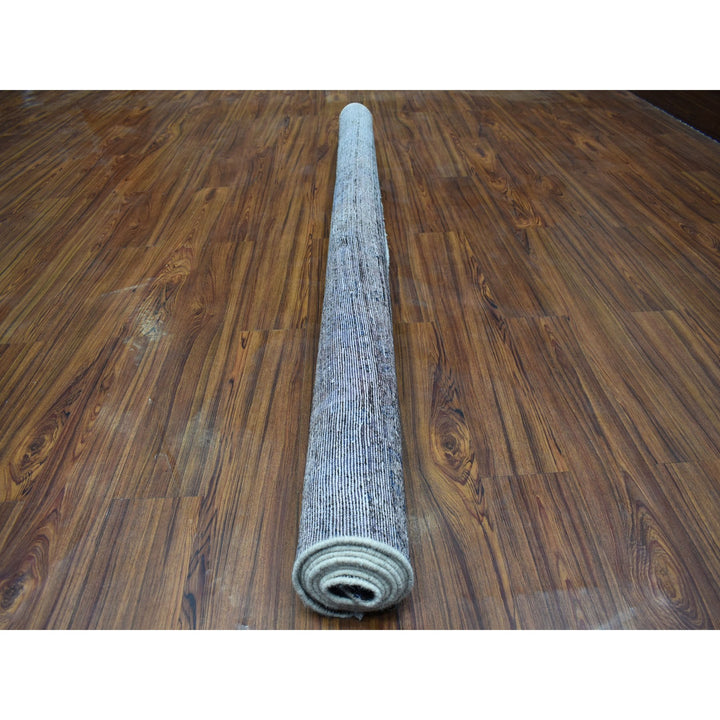 6'9" x 9'3" New Hand Knotted Grey Worn Wool Rectangle Oriental Rug - MOA10254032