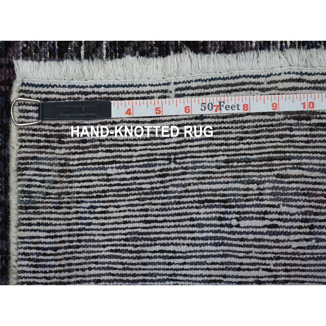 6'9" x 9'3" New Hand Knotted Grey Worn Wool Rectangle Oriental Rug - MOA10254032