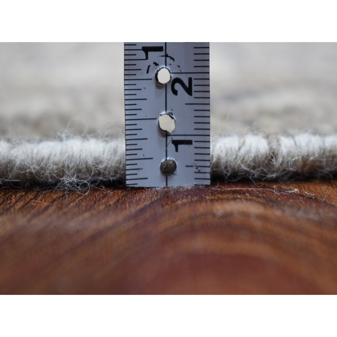 6'10" x 10'1" New Hand Knotted Grey Worn Wool Rectangle Oriental Rug - MOA10254035