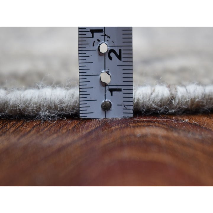 6'10" x 10'1" New Hand Knotted Grey Worn Wool Rectangle Oriental Rug - MOA10254035