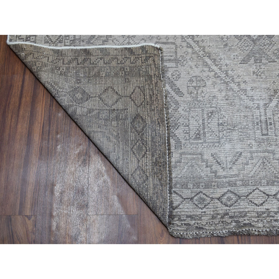 5'6" x 8'2" New Hand Knotted Grey Worn Wool Rectangle Oriental Rug - MOA10254044