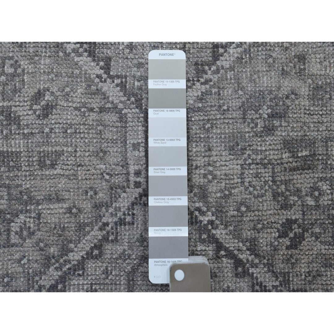5'6" x 8'2" New Hand Knotted Grey Worn Wool Rectangle Oriental Rug - MOA10254044