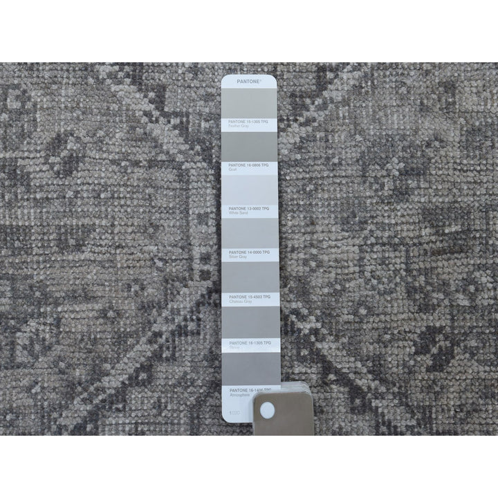 5'6" x 8'2" New Hand Knotted Grey Worn Wool Rectangle Oriental Rug - MOA10254044