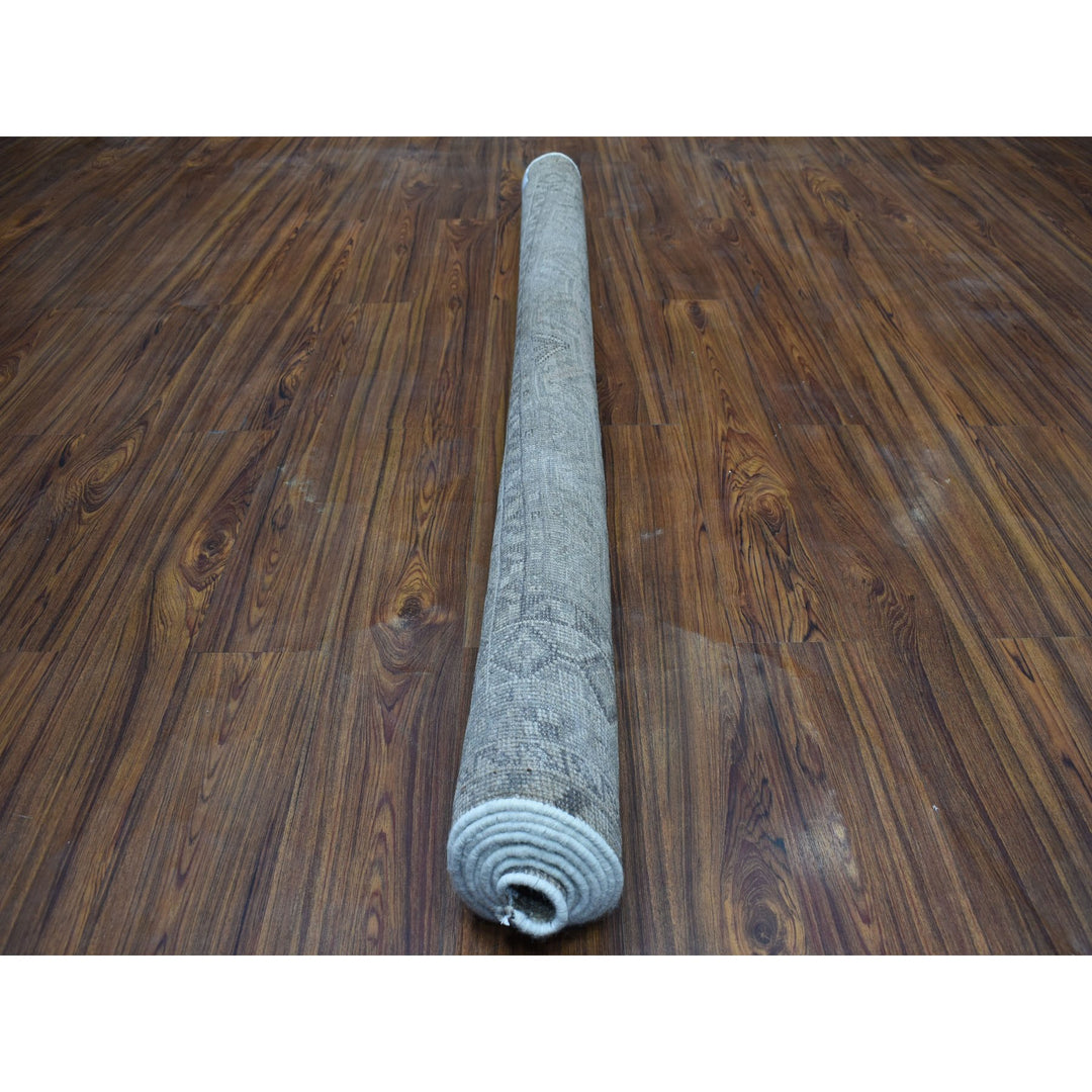 5'6" x 8'2" New Hand Knotted Grey Worn Wool Rectangle Oriental Rug - MOA10254044