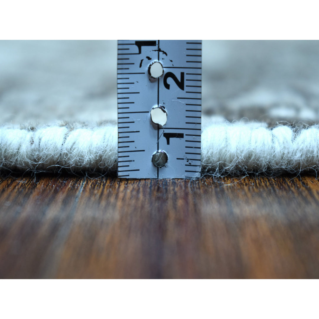 5'6" x 8'2" New Hand Knotted Grey Worn Wool Rectangle Oriental Rug - MOA10254044