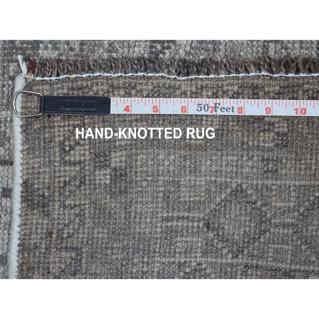 5'6" x 8'2" New Hand Knotted Grey Worn Wool Rectangle Oriental Rug - MOA10254044