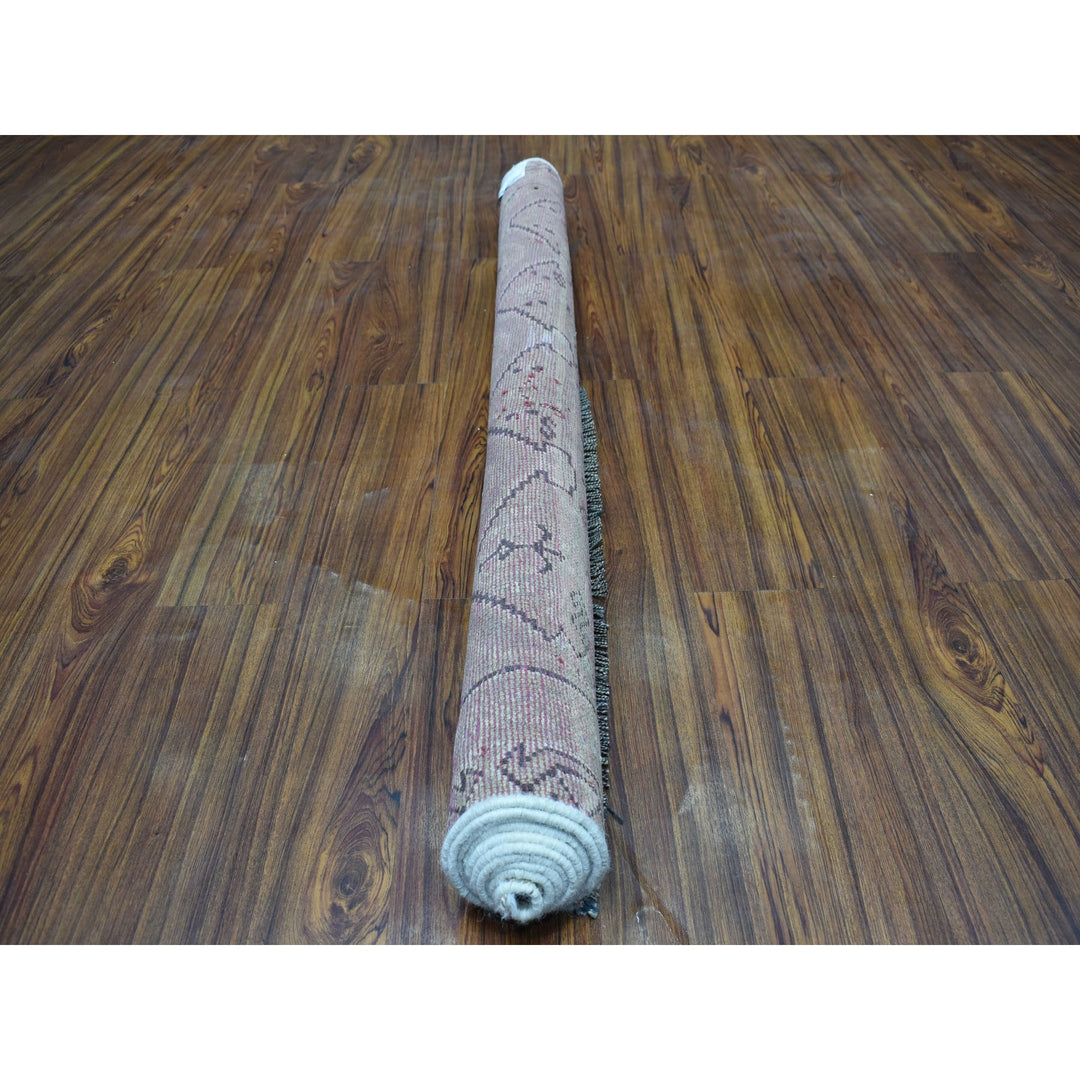 4'7" x 8'0" New Hand Knotted Grey Worn Wool Rectangle Oriental Rug - MOA10254051