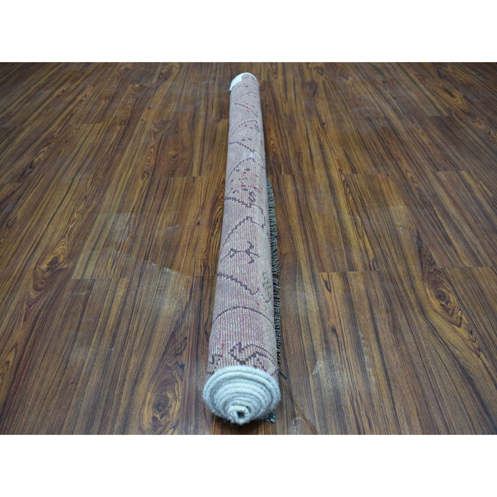 4'7" x 8'0" New Hand Knotted Grey Worn Wool Rectangle Oriental Rug - MOA10254051