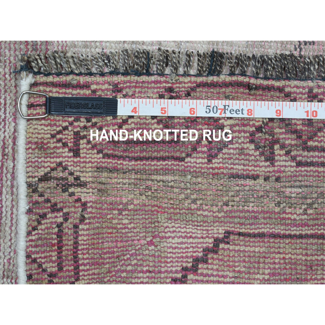 4'7" x 8'0" New Hand Knotted Grey Worn Wool Rectangle Oriental Rug - MOA10254051