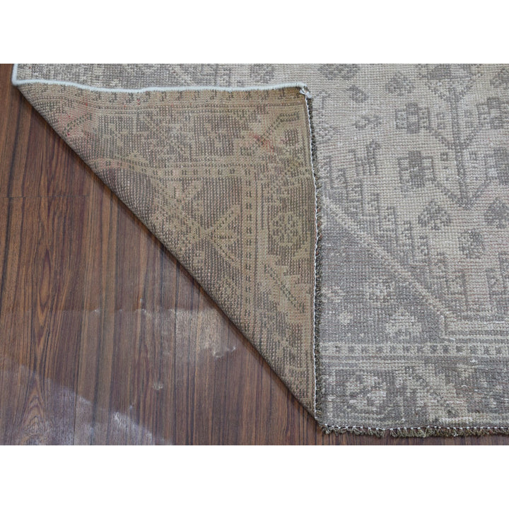 5'1" x 7'4" New Hand Knotted Grey Worn Wool Rectangle Oriental Rug - MOA10254060