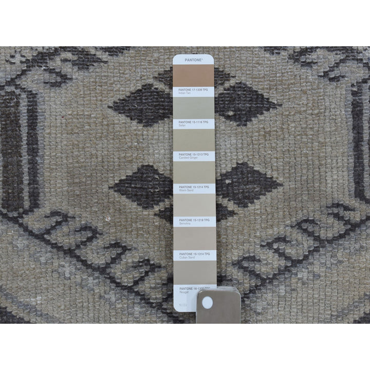 5'5" x 8'4" New Hand Knotted Beige Worn Wool Rectangle Oriental Rug - MOA10254068