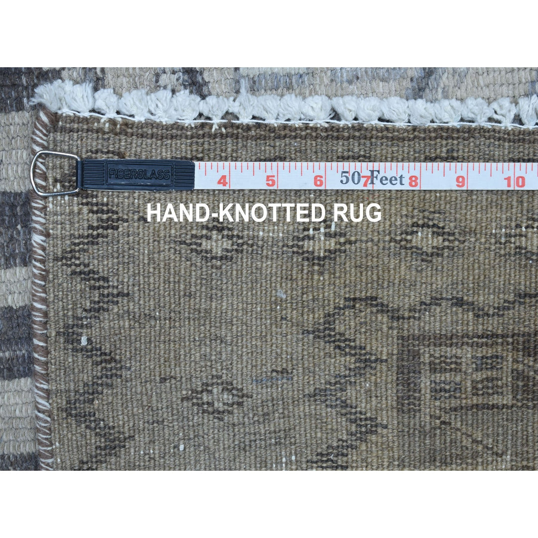 5'5" x 8'4" New Hand Knotted Beige Worn Wool Rectangle Oriental Rug - MOA10254068