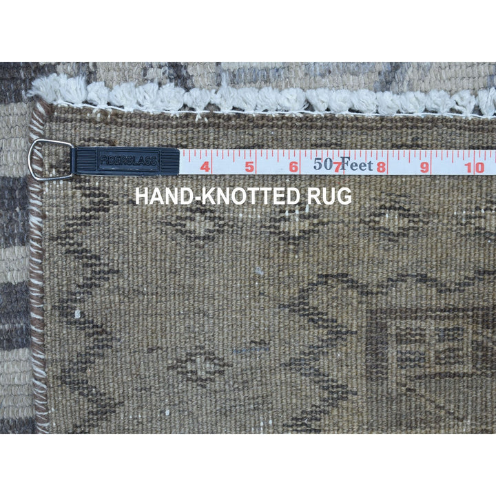 5'5" x 8'4" New Hand Knotted Beige Worn Wool Rectangle Oriental Rug - MOA10254068