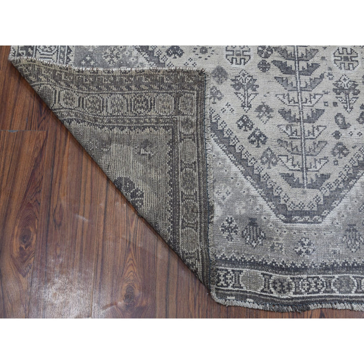 5'6" x 7'9" New Hand Knotted Grey Worn Wool Rectangle Oriental Rug - MOA10254070