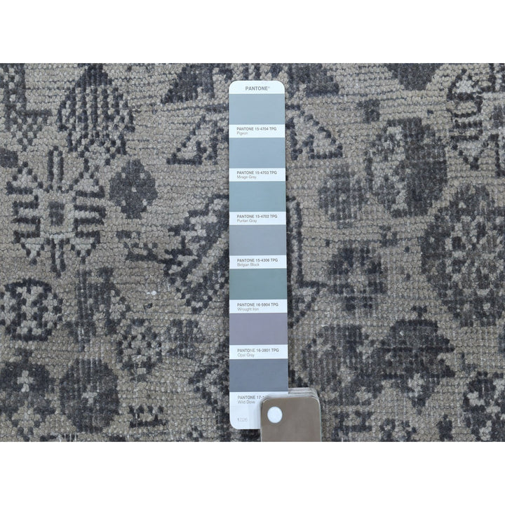 5'6" x 7'9" New Hand Knotted Grey Worn Wool Rectangle Oriental Rug - MOA10254070