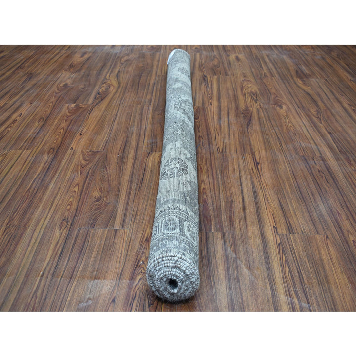 5'6" x 7'9" New Hand Knotted Grey Worn Wool Rectangle Oriental Rug - MOA10254070