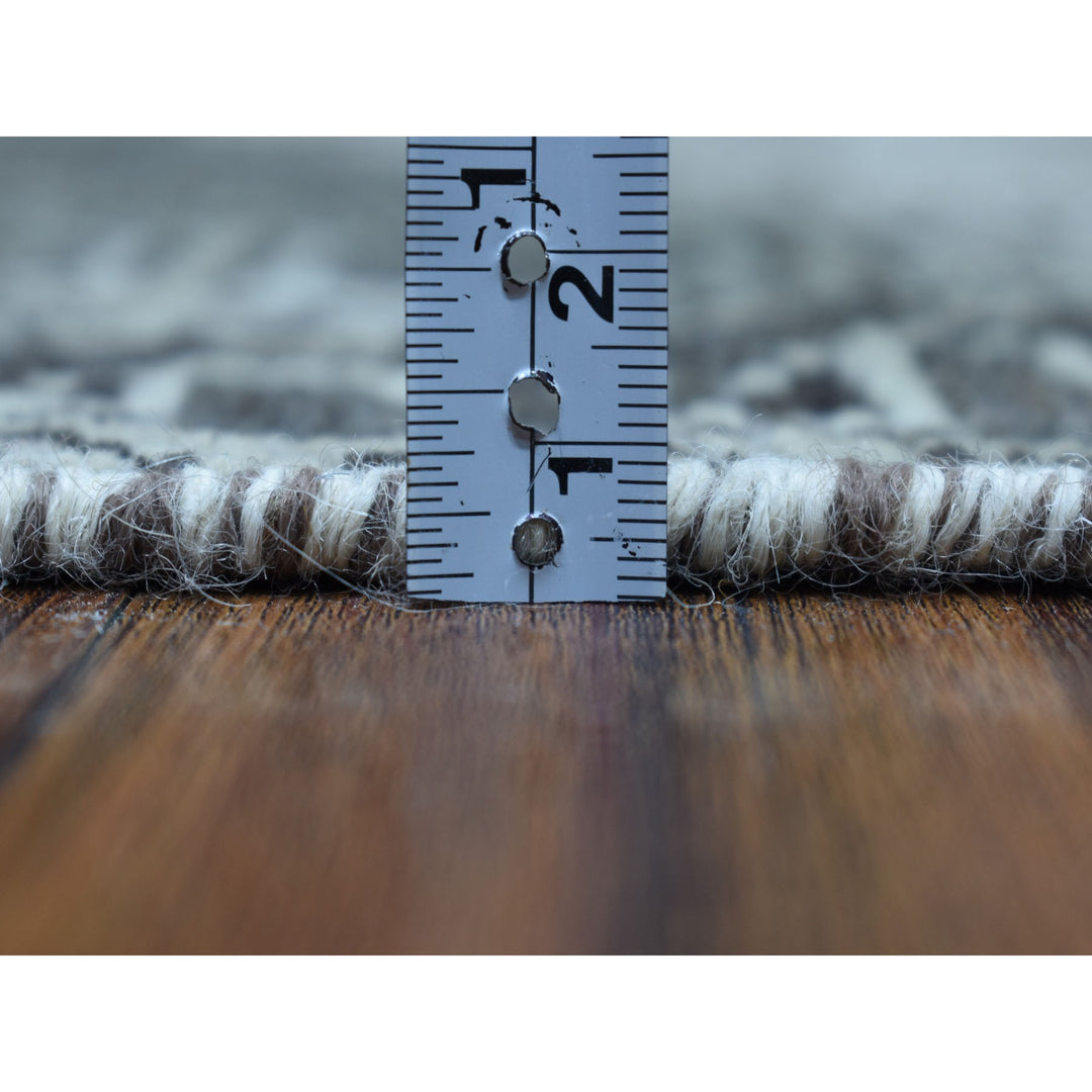 5'6" x 7'9" New Hand Knotted Grey Worn Wool Rectangle Oriental Rug - MOA10254070