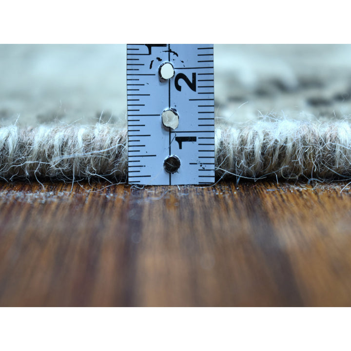 6'4" x 9'1" New Hand Knotted Grey Worn Wool Rectangle Oriental Rug - MOA10254128