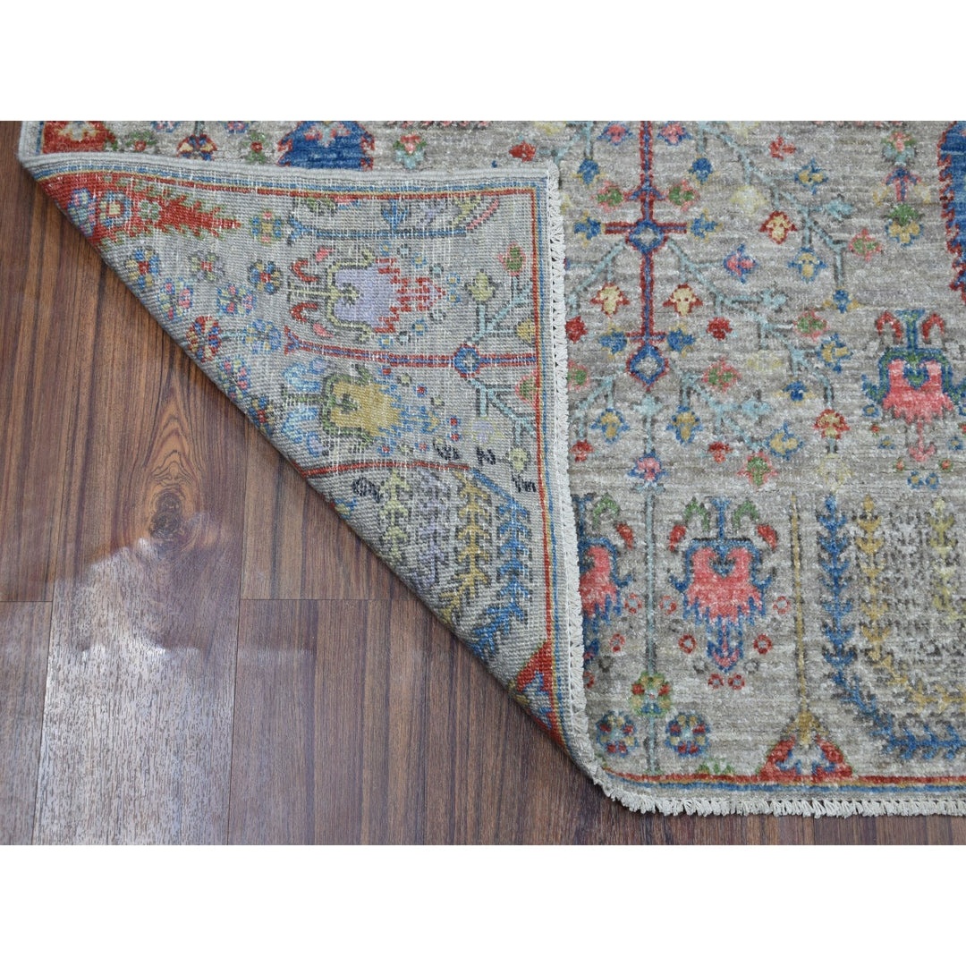 3'9" x 5'8" New Hand Knotted Grey Wool Rectangle Oriental Rug - MOA10254131