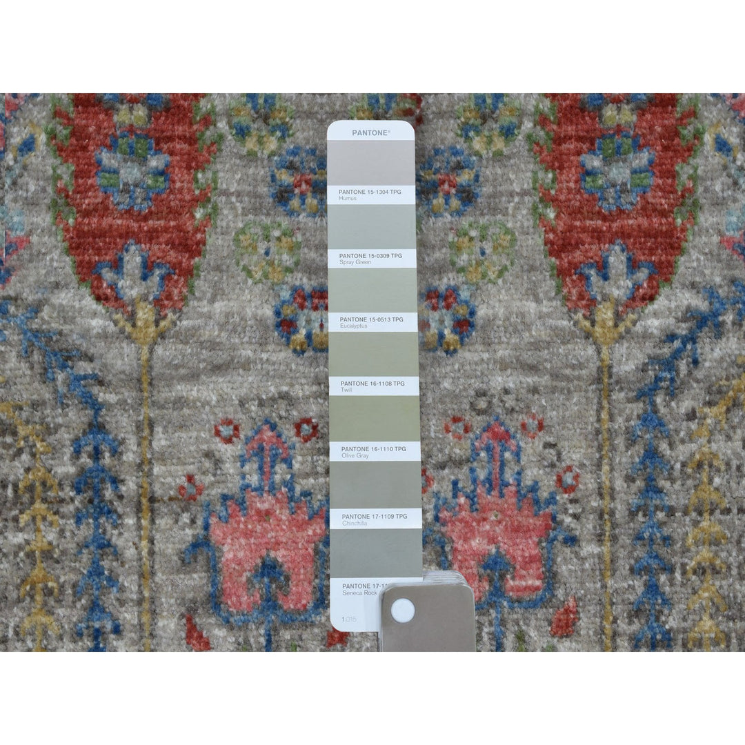 3'9" x 5'8" New Hand Knotted Grey Wool Rectangle Oriental Rug - MOA10254131