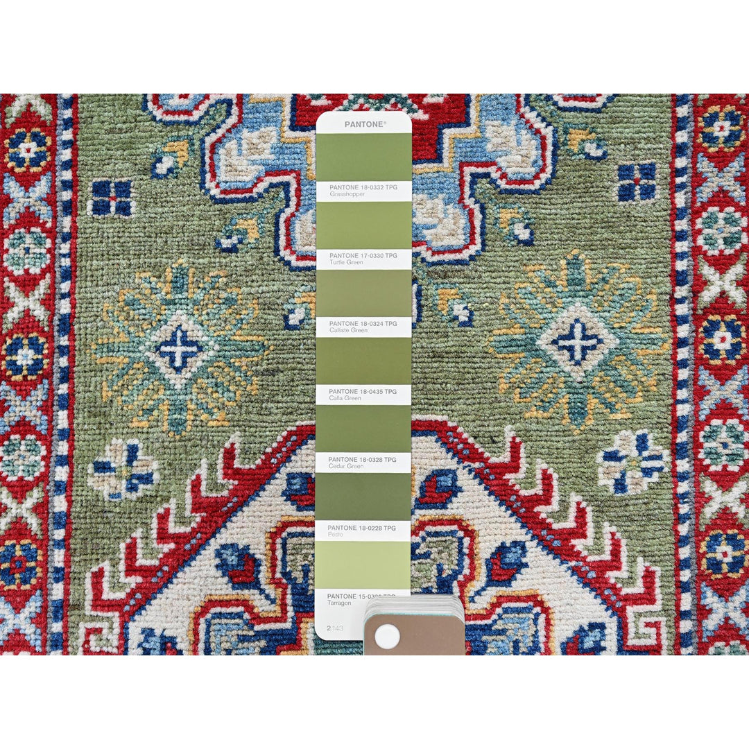 2'9" x 12'9" New Hand Knotted Green Wool Runner Oriental Rug - MOA102541