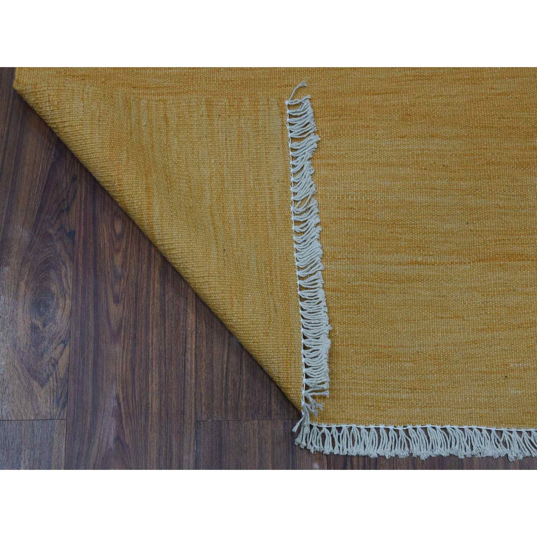 2'6" x 6'8" New Hand Woven Yellow Wool Runner Oriental Rug - MOA10254250