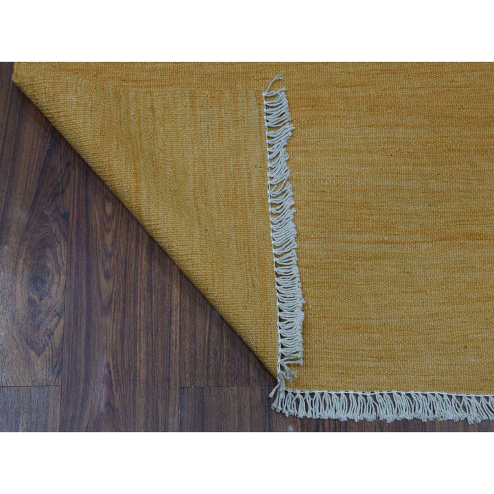 2'6" x 6'8" New Hand Woven Yellow Wool Runner Oriental Rug - MOA10254250