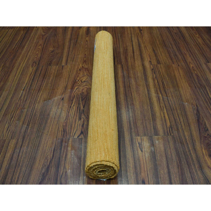 2'6" x 6'8" New Hand Woven Yellow Wool Runner Oriental Rug - MOA10254250