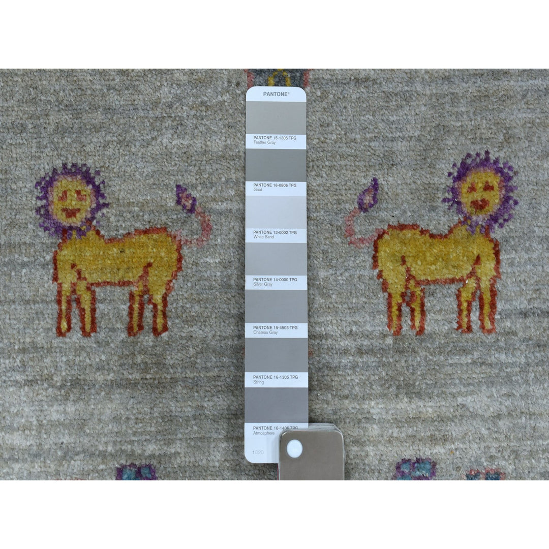 11'7" x 14'8" New Hand Knotted Grey Wool Rectangle Oriental Rug - MOA10254281