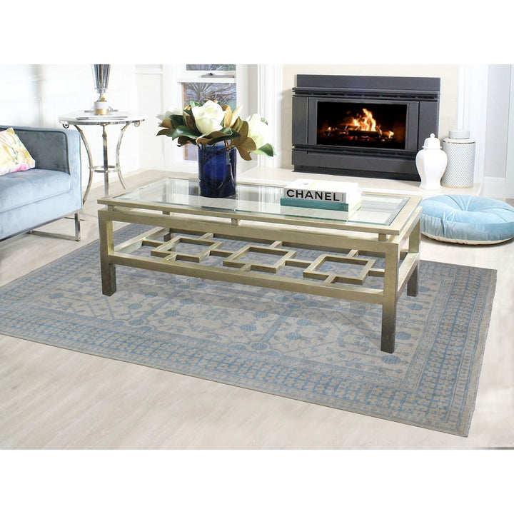 5'10" x 9'1" New Hand Knotted Ivory Wool Rectangle Oriental Rug - MOA10254291